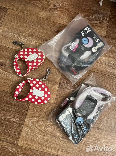 4 поводка flexi рулетка ленточная две бу две новые