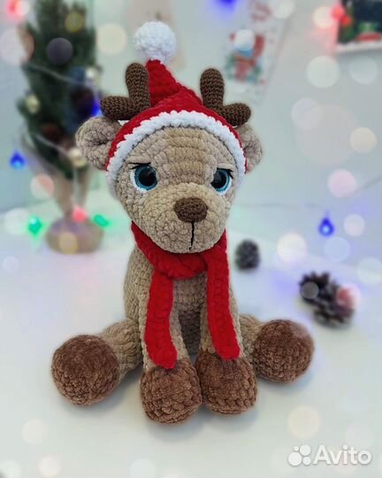 Новогодний оленёнок плюшевый