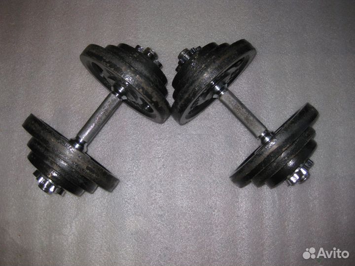 Продам гантели 2х19,5;17,3 кг,10кг с чугун.блинами