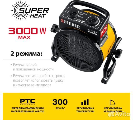 Пушка тепловентилятор steher 3 кВт мкн SEK-5R
