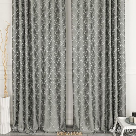 Комплект портьер жаккард Леман Стальной шторы