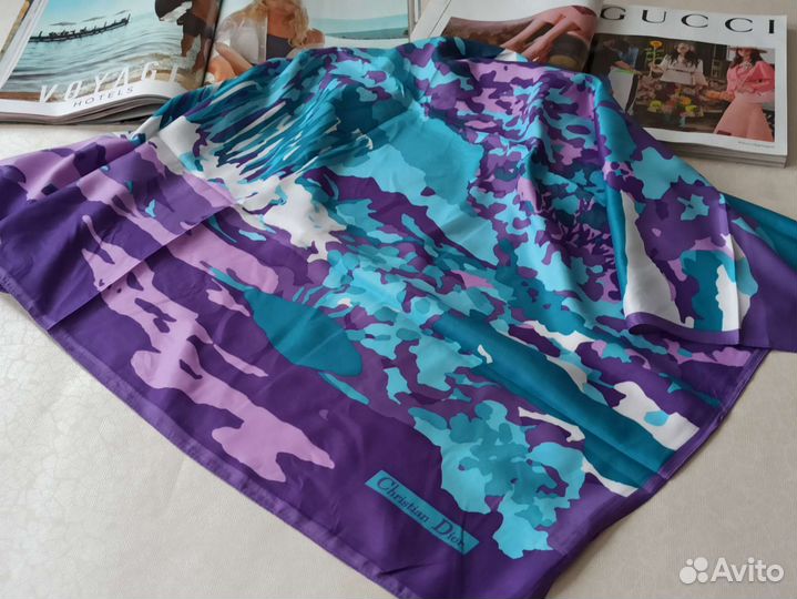 Платок Шелковый Christian Dior розовый голубой