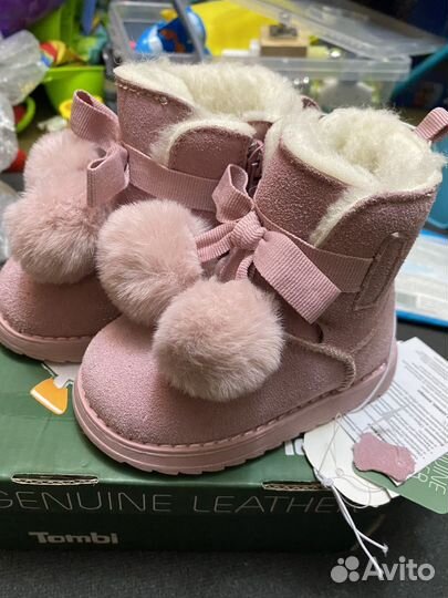 Новые сапожки для девочек полностью натуральные 22