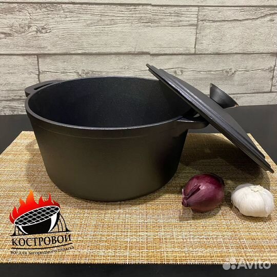 Кастрюля чугунная 3,8 л vetta, c чугунной крышкой