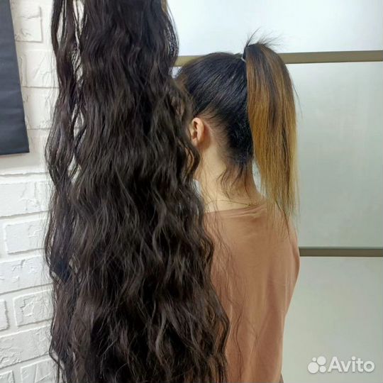 Хвост на заколках и ленте