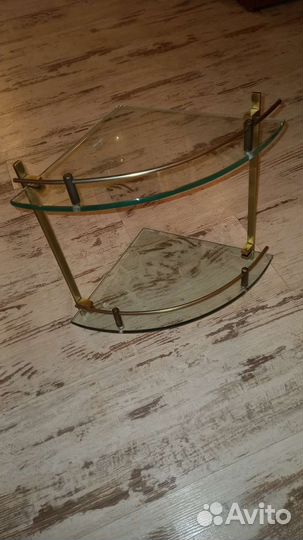 Двойная стеклянная полка бронза