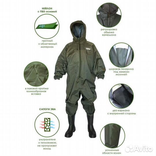 Комбинезон рыбацкий пвх с сапогами fortmen