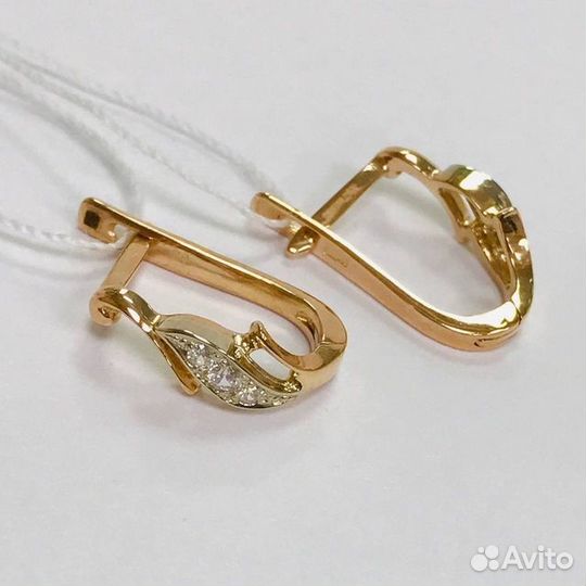 Серьги с синтетическим камнем Золото