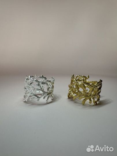 Кольцо веточки в 2 цветах