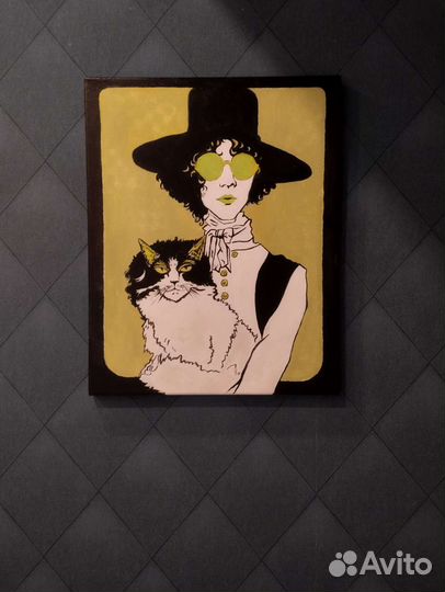 Картина маслом на холсте. Портрет кота) 40*50