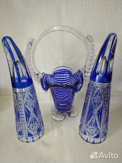 Посуда стекло кобальт СССР