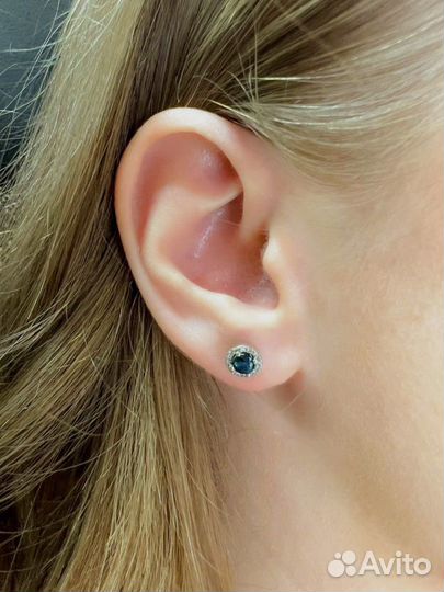 Золотые серьги с сапфирами