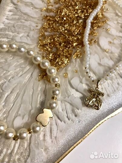 Серьги из жемчуга и кристаллов. Ручная работа