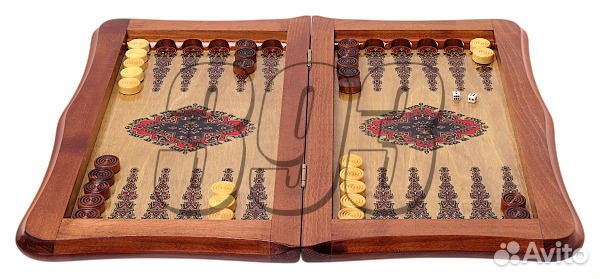 Нарды Ковёр красный (тёмная рамка, филигран (1823)