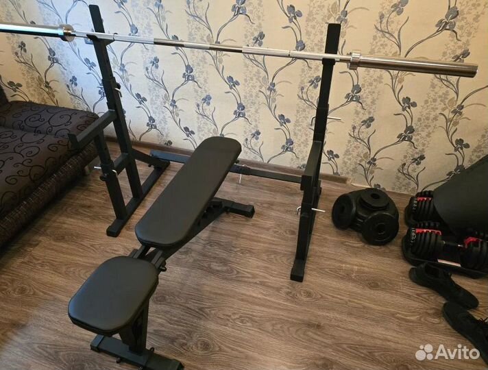 Скамья наклонная и стойка для жима штанги комплект