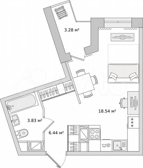 Квартира-студия, 29,1 м², 13/17 эт.
