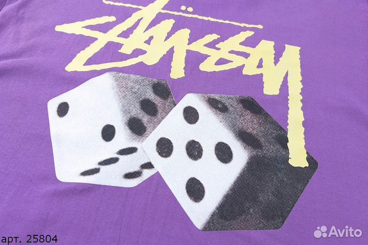 Футболка Stussy white dice фиолетовая
