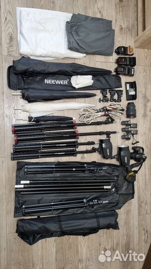 Фототехника (фотоаппарат, свет, фон)