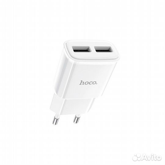 Блок питания hoco C88A 2xUSB 2.4A+Lightning белый