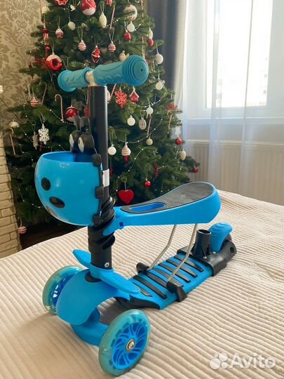 Самокат трехколесный 3 в 1 rush action M-1E(blue)