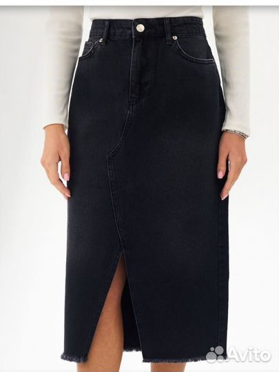 Джинсовая юбка миди