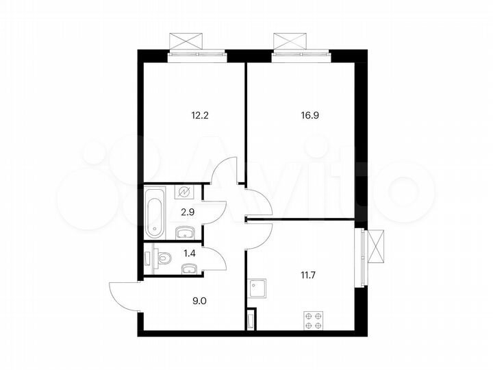 2-к. квартира, 54,1 м², 5/25 эт.