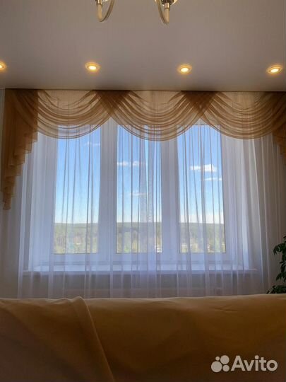 Комплект шторы и тюль с ламбрекеном