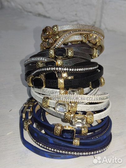 Новый браслет с камнями кожа