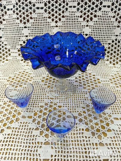 Ваза конфетница стопки цветное стекло СССР