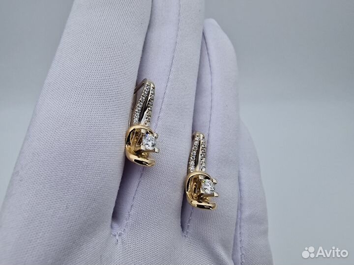 Золотые Серьги 585 пробы с бриллиантами. Рассрочка