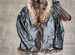 Женская натуральная кожаная куртка, с мехом, 44-46