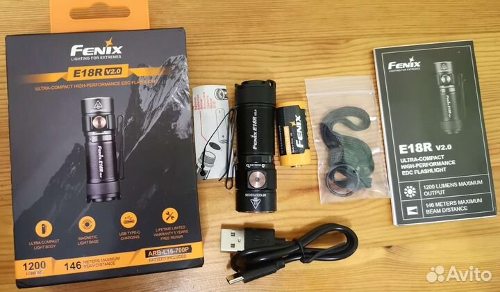 Мини-монстр фонарик fenix E18R v2.0