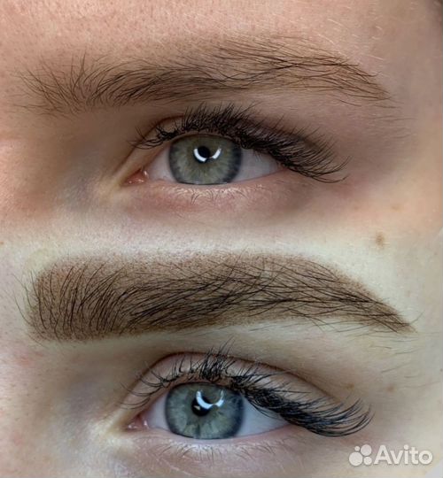 Перманентный макияж, татуаж. Пудровые брови, аквар