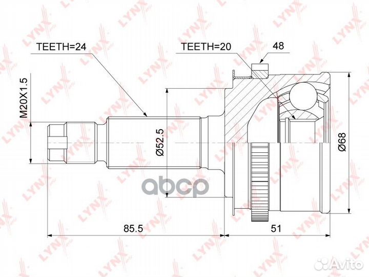 Шрус внешний перед прав/лев CO3798A lynxauto