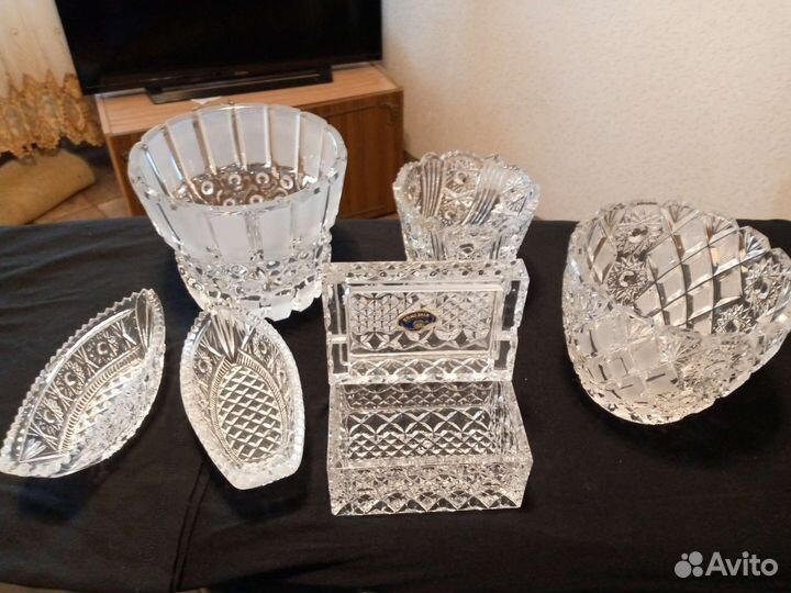 Хрусталь СССР и пепельница богемия