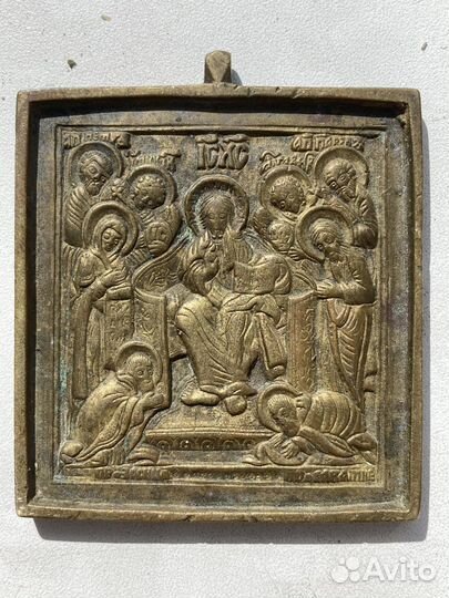 Старинная икона Спас на троне