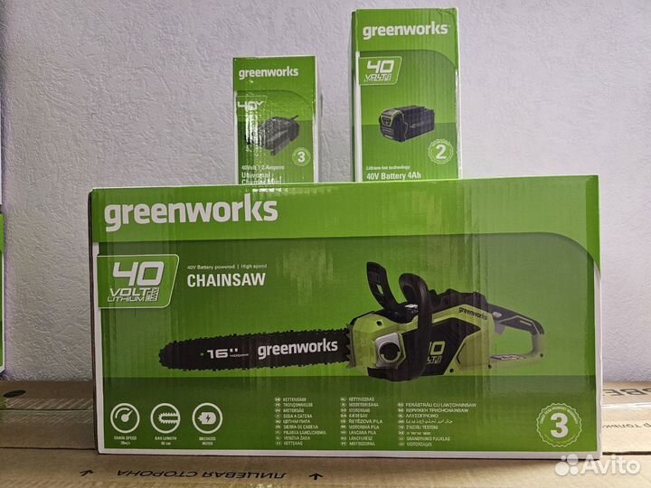 Новая аккумуляторная цепная пила Greenworks акб+зу