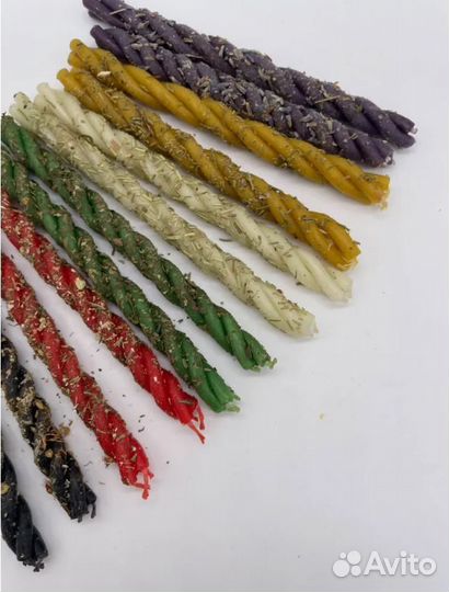 Свечи-скрутки восковые разноцветные с травами 12шт