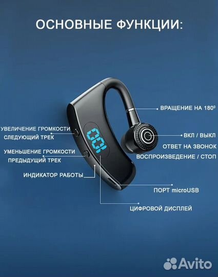 Bluetooth гарнитура новая с кейсом