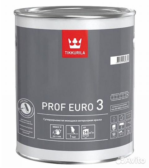 Краска интерьерная стойкая к мытью tikkurila prof