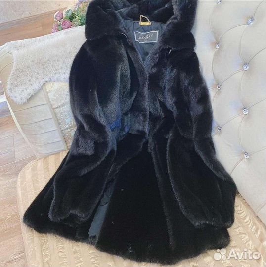 Шуба норковая с капюшоном