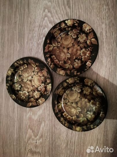 Набор железных блюдец жостовская роспись