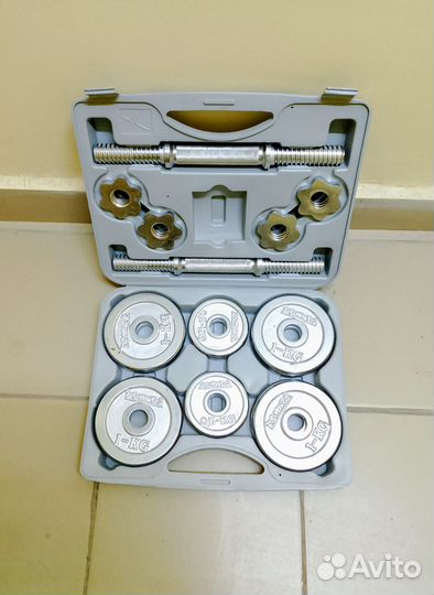 Гантели разборные 14 кг Domyos чугунные хром новые