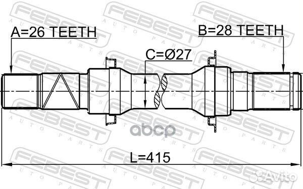 Полуось правая 26X415X28 0512BL16AT Febest