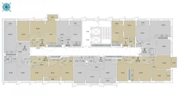 2-к. квартира, 81,5 м², 9/19 эт.