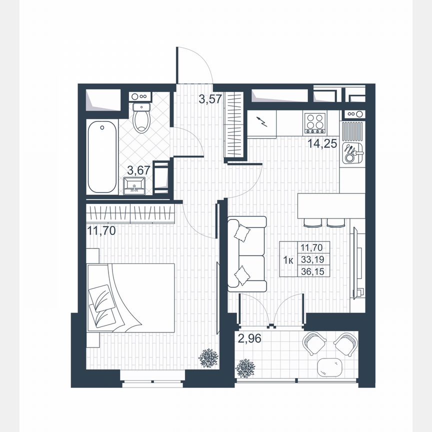 1-к. квартира, 34,7 м², 7/8 эт.