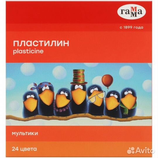 Пластилин, 24 цвета, 480г, Гамма 