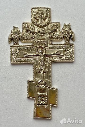 Крест медный Распятие Христово с херувимами