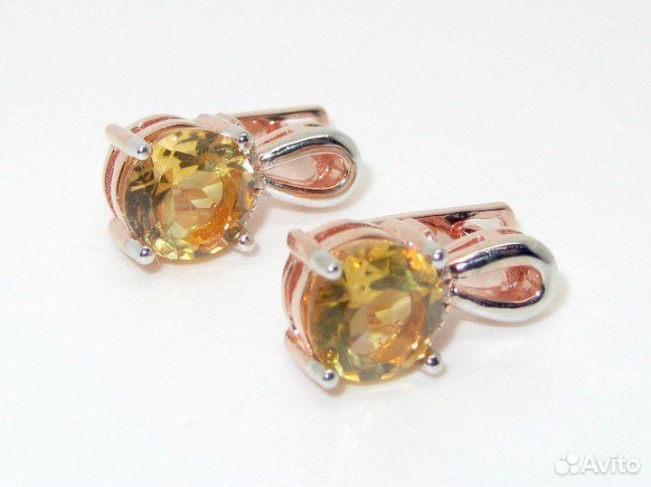 Серебряные серьги с цитринами
