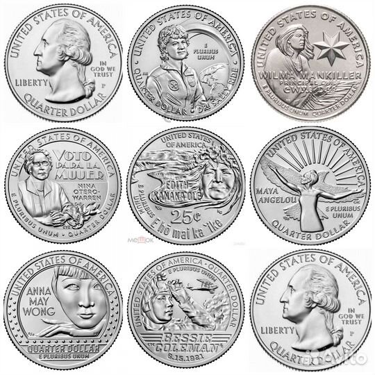 Монеты США и Бразилии